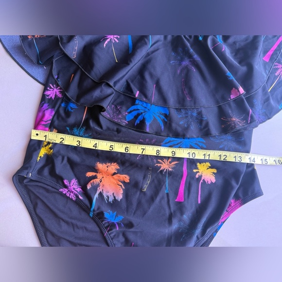 Infamous Swim Colorful Floral Swimsuit palm trees stamped size XL - Picture 7 of 16